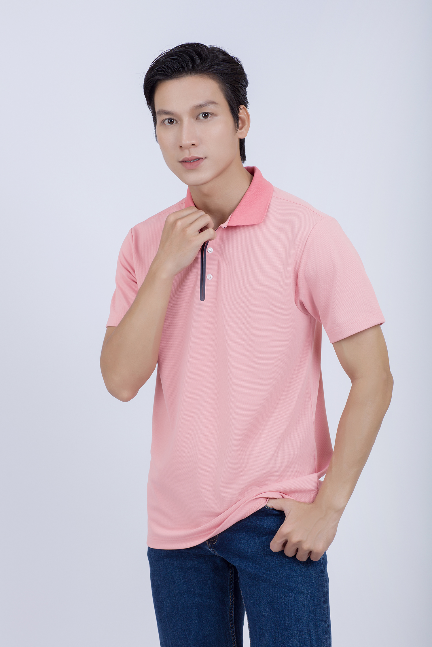Áo Polo shirt nam ngắn tay-màu hồng- HẾT HÀNG