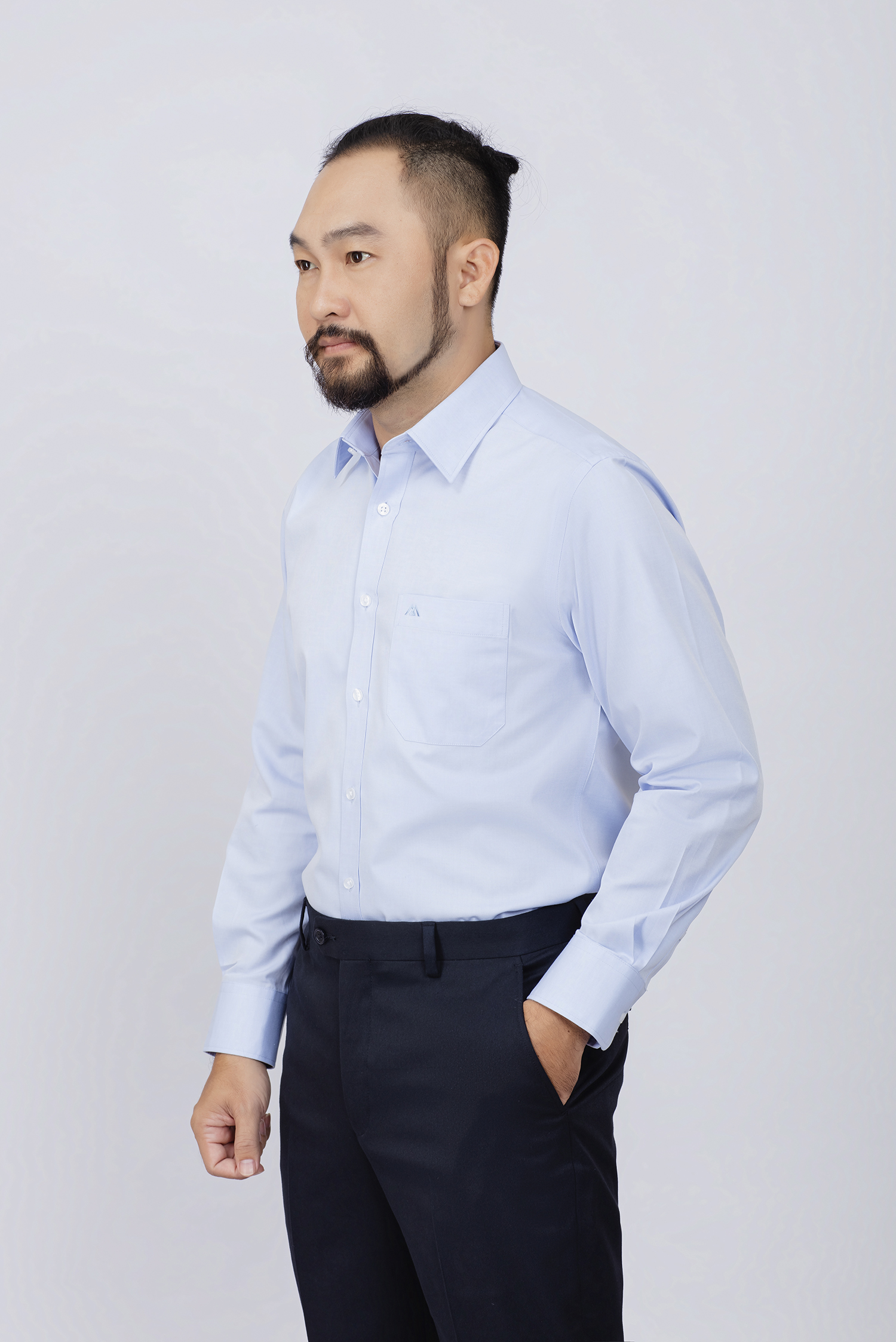 Sơ mi nam Dài tay - Classic- Xanh nhạt Trơn