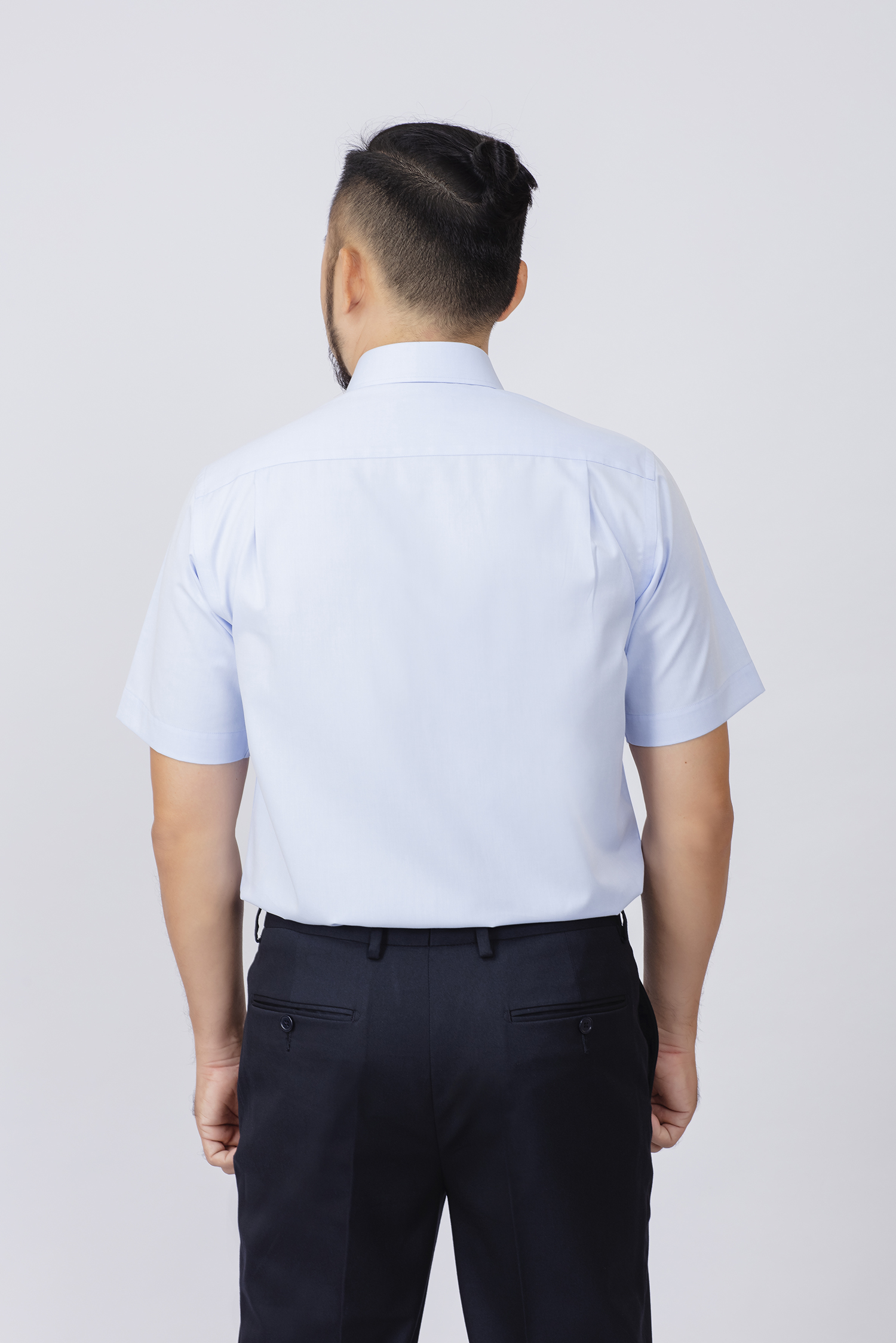 Sơ mi nam ngắn tay - Classic- Xanh nhạt Trơn 