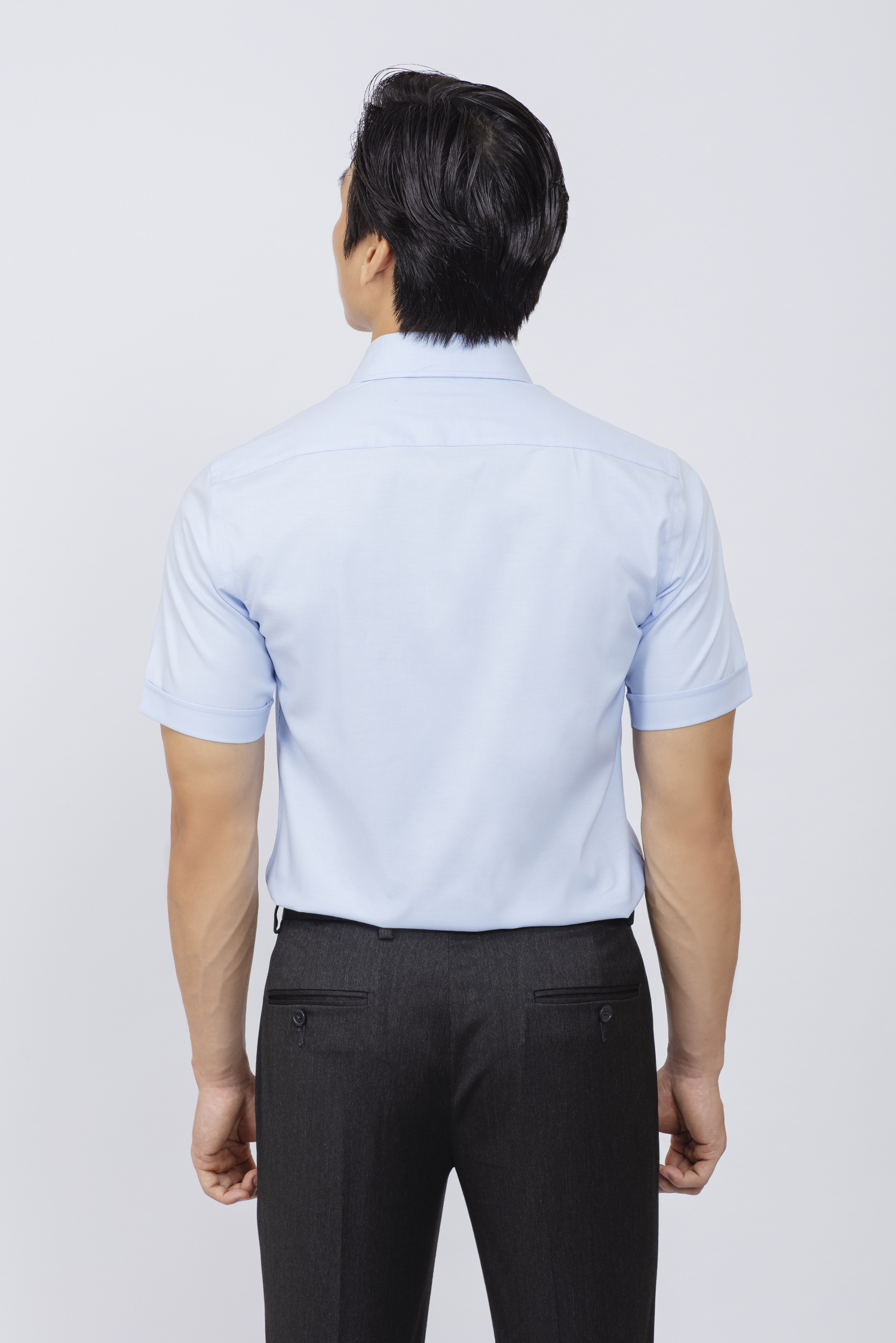 Sơ mi nam ngắn tay - Slimfit -Xanh nhạt Trơn