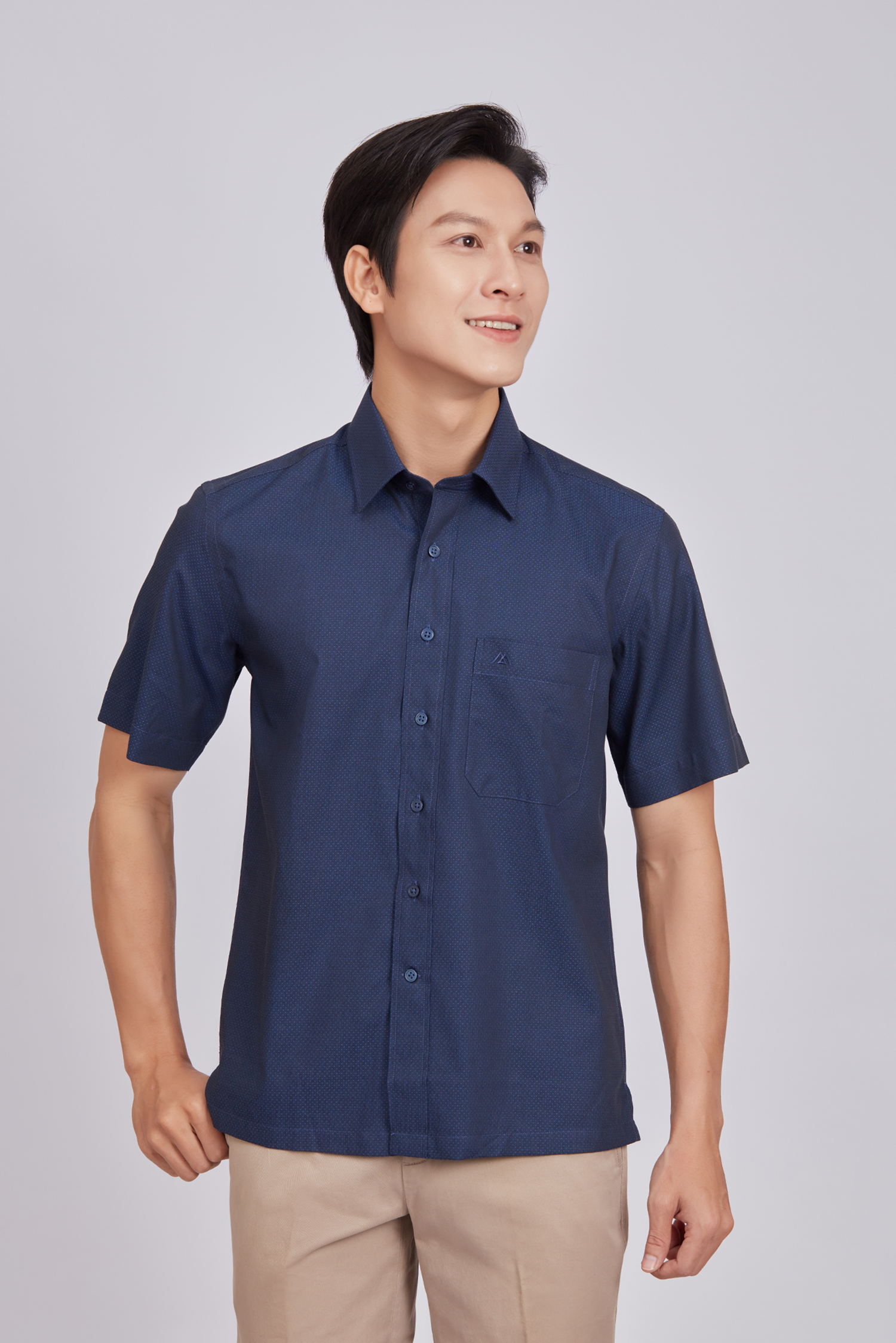 Sơ mi nam ngắn tay - Casual vạt ngang