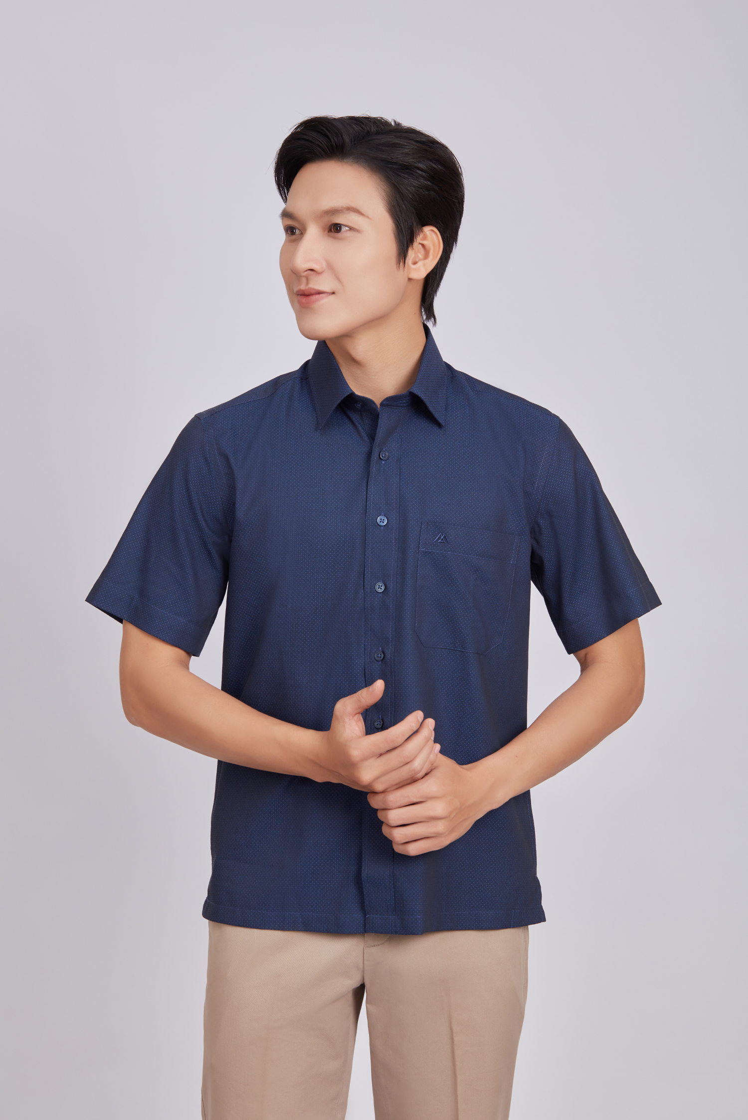 Sơ mi nam ngắn tay - Casual vạt ngang