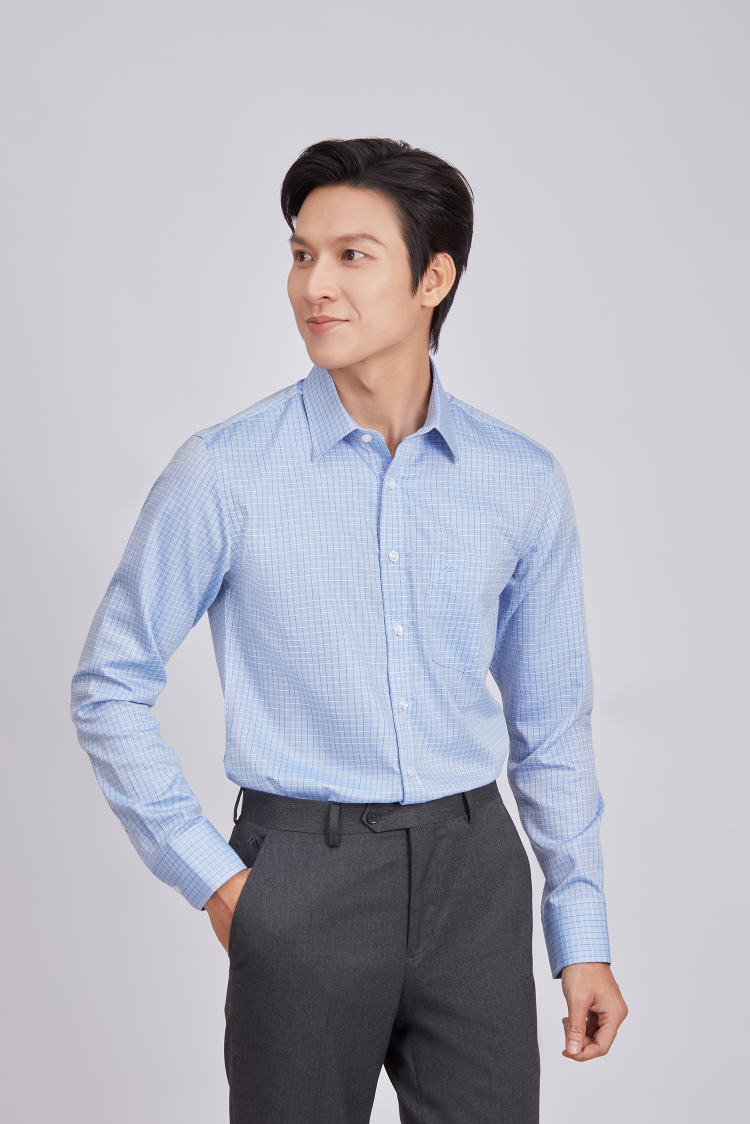 Sơ mi nam dài tay - Slimfit xanh caro - HẾT HÀNG