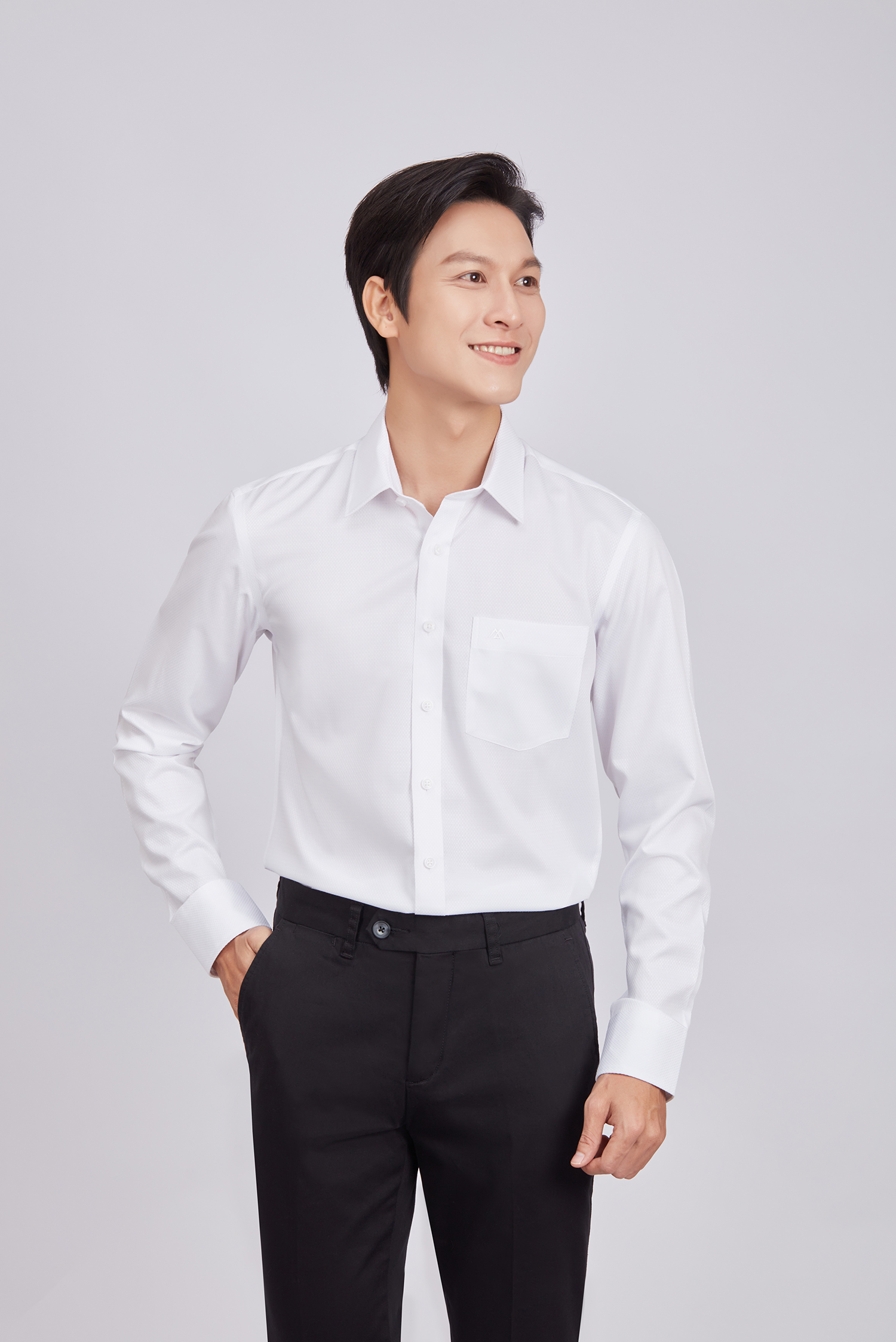 Sơ mi nam DT - Slimfit-trắng hoa văn