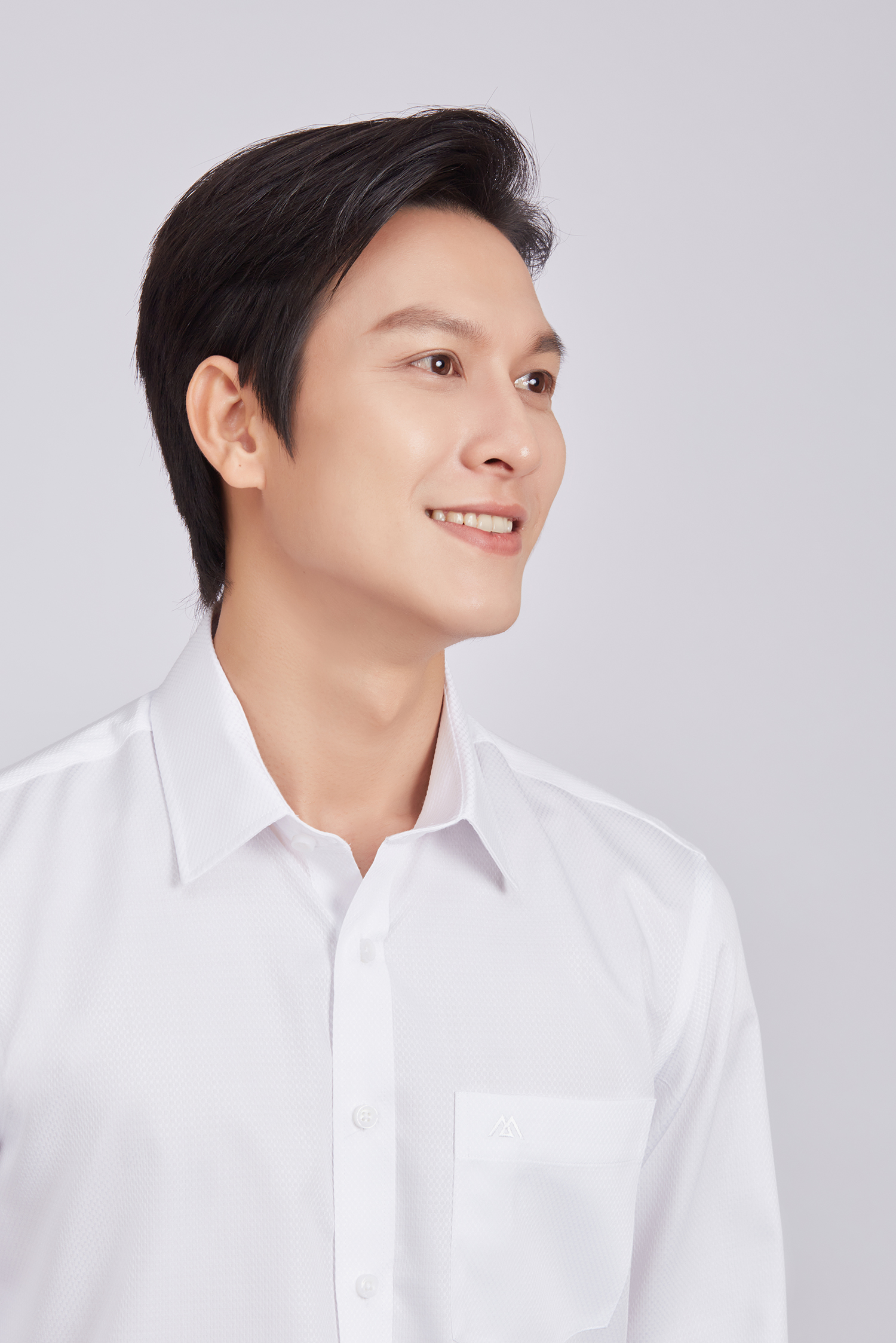 Sơ mi nam DT - Slimfit-trắng hoa văn