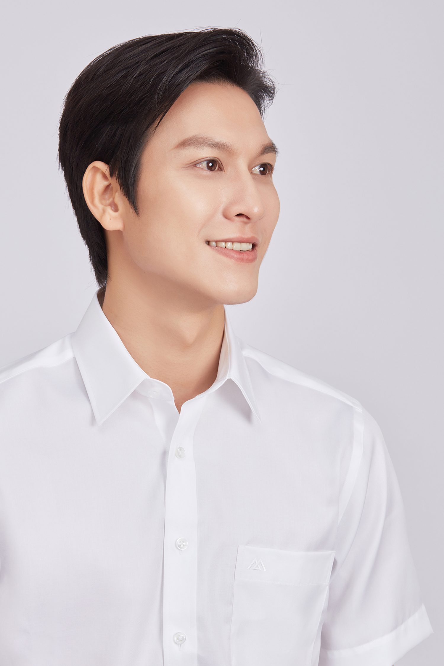 Sơ mi nam ngắn tay - Classic -Trắng trơn