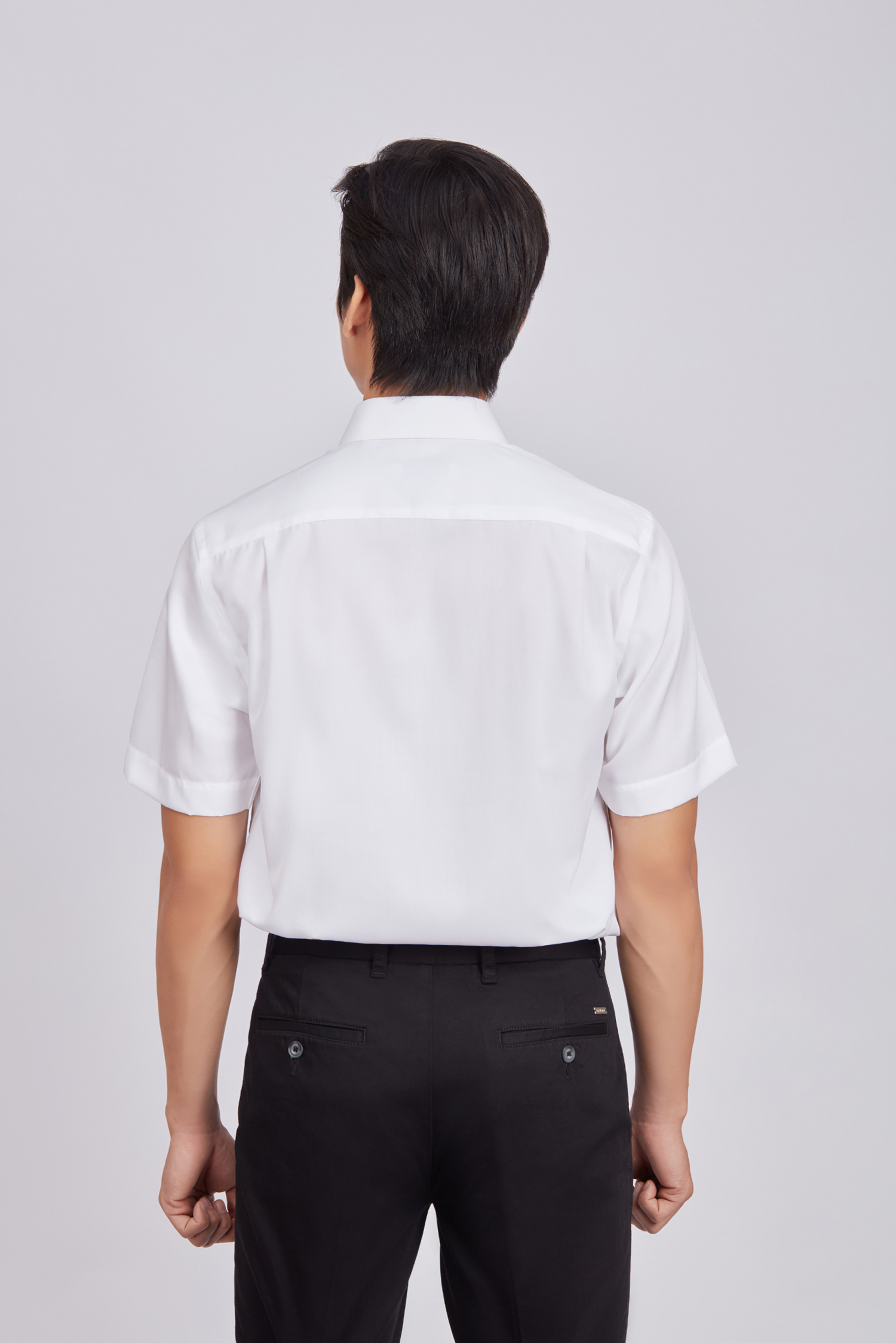 Sơ mi nam ngắn tay - Classic -Trắng trơn