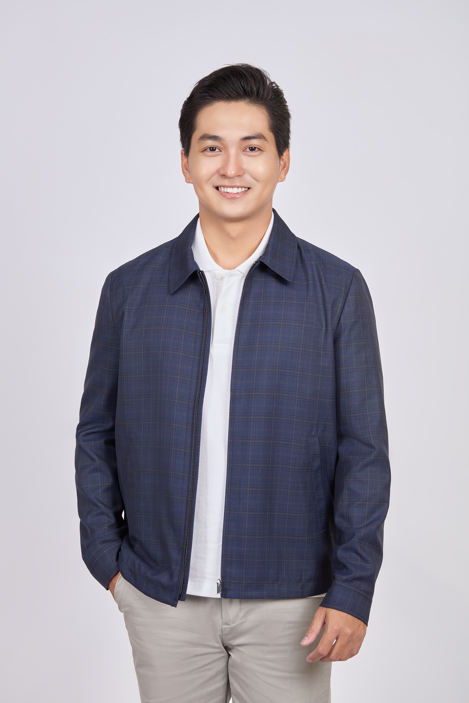 Áo khoác nam - caro xanh dương đậm