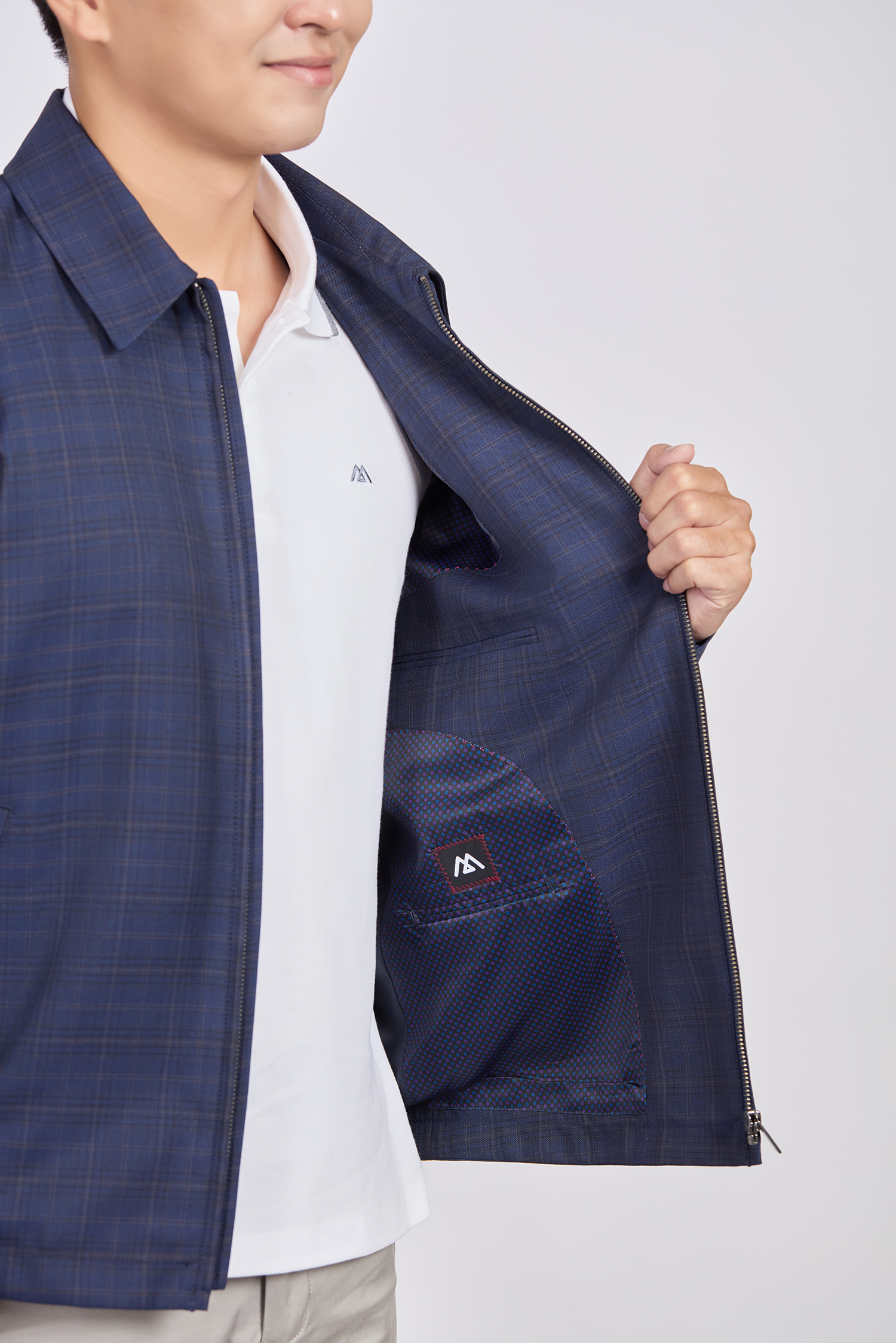 Áo khoác nam - caro xanh dương đậm