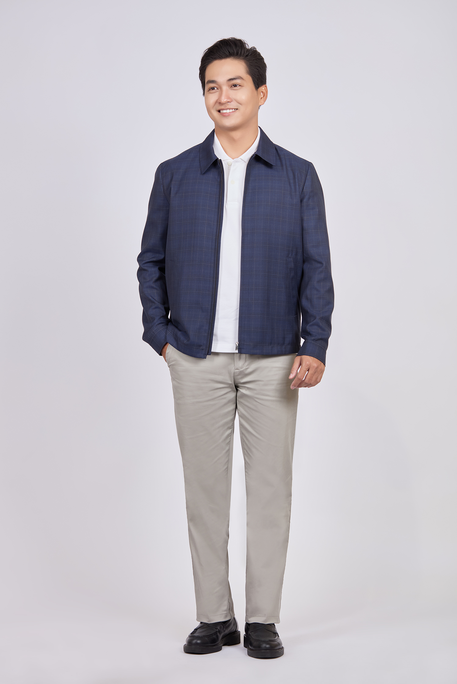 Áo khoác nam - caro xanh dương đậm