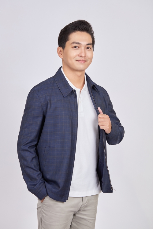 Áo khoác nam - caro xanh dương đậm