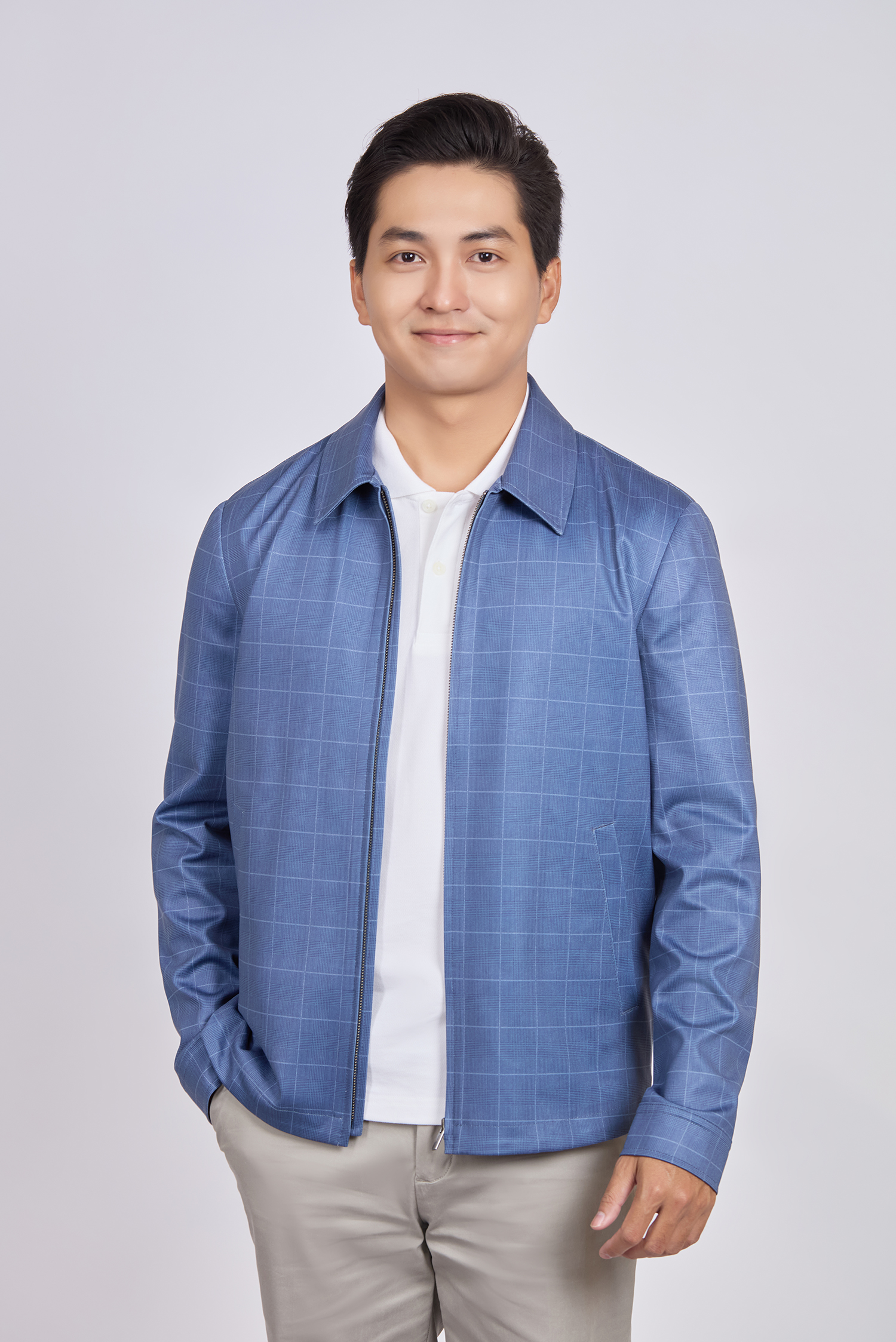 Áo khoác nam - caro xanh dương