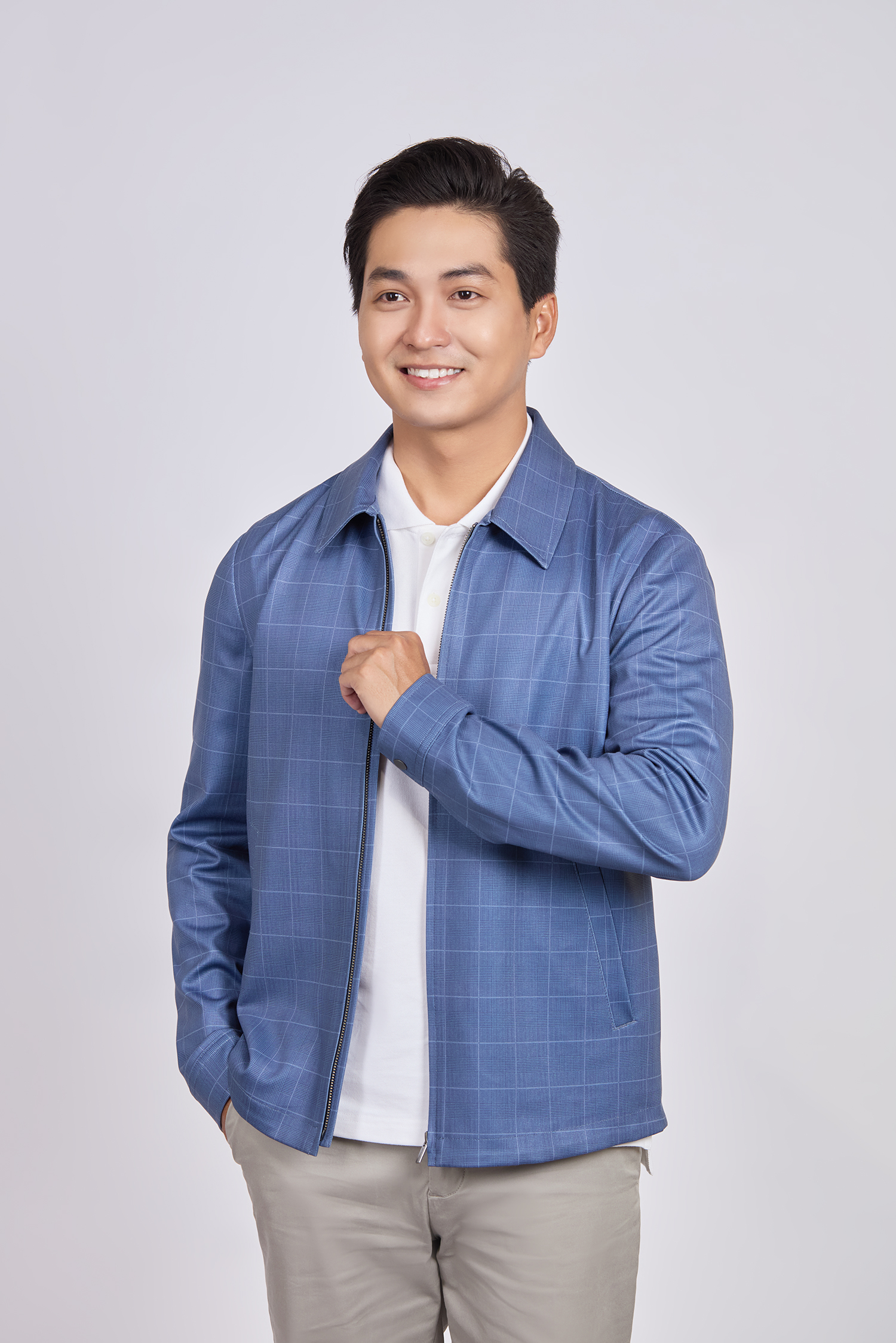 Áo khoác nam - caro xanh dương