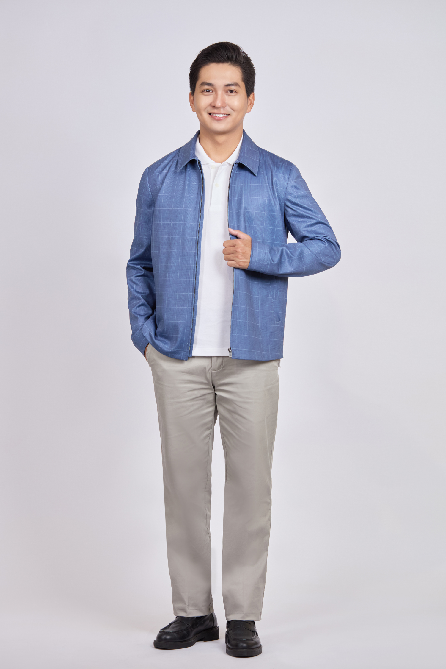 Áo khoác nam - caro xanh dương