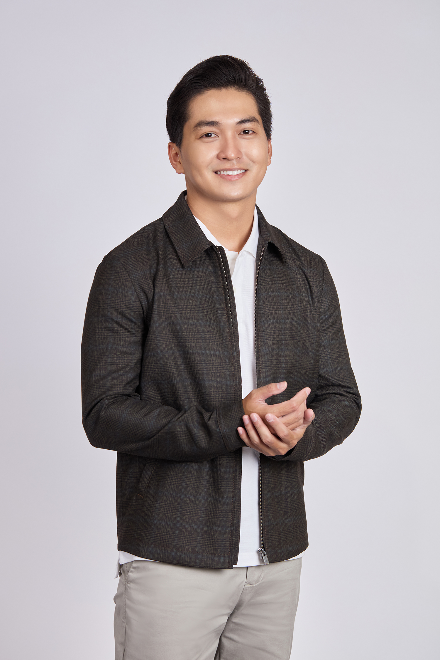 Áo khoác nam - caro xám đậm