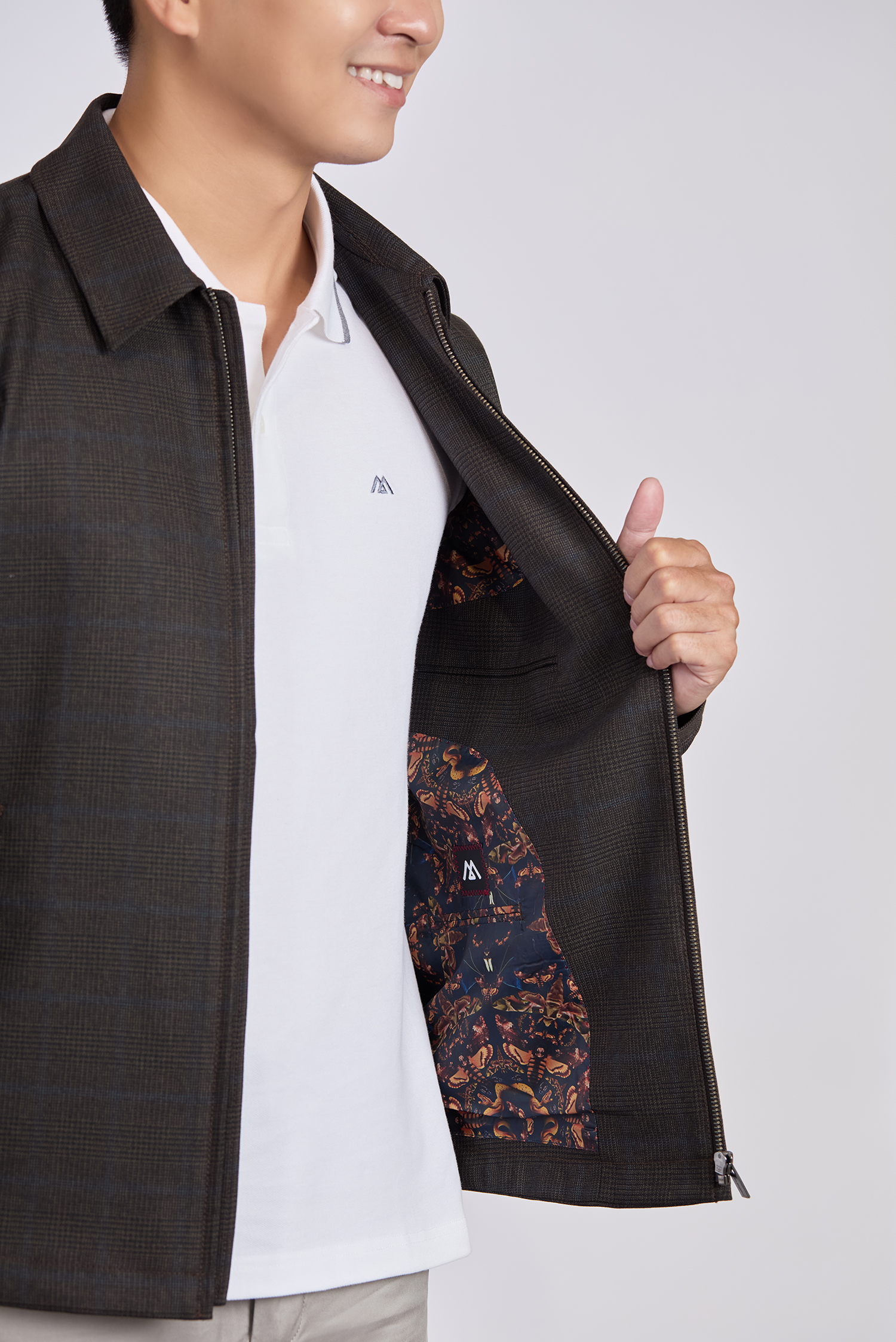 Áo khoác nam - caro xám đậm