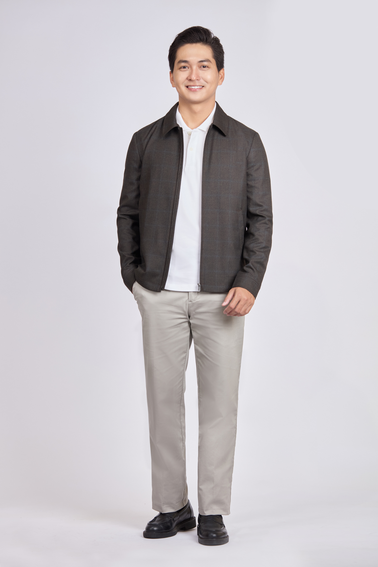 Áo khoác nam - caro xám đậm