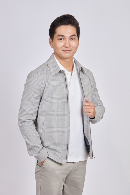 Áo khoác nam - caro xám nhạt