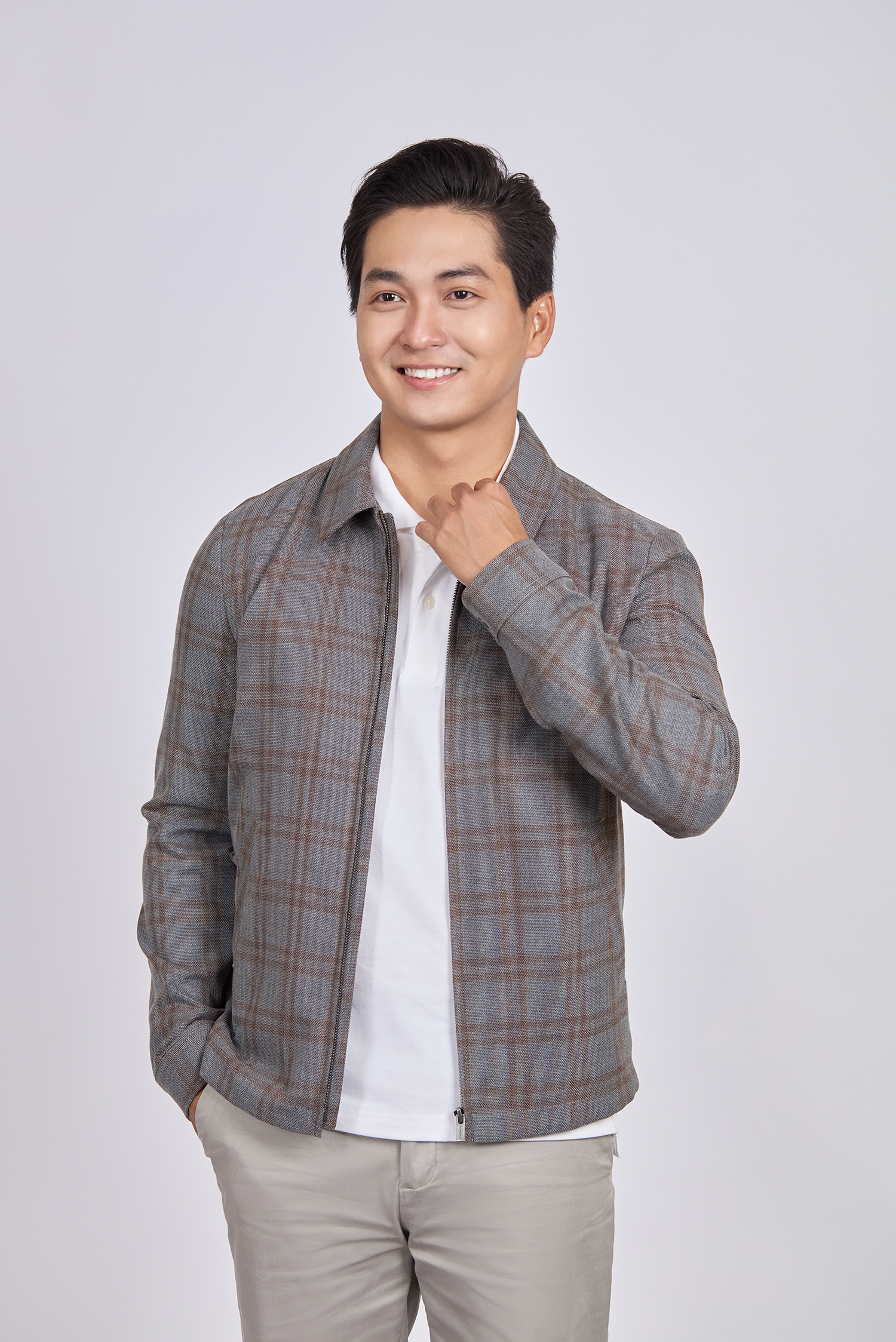 Áo khoác nam - caro xám