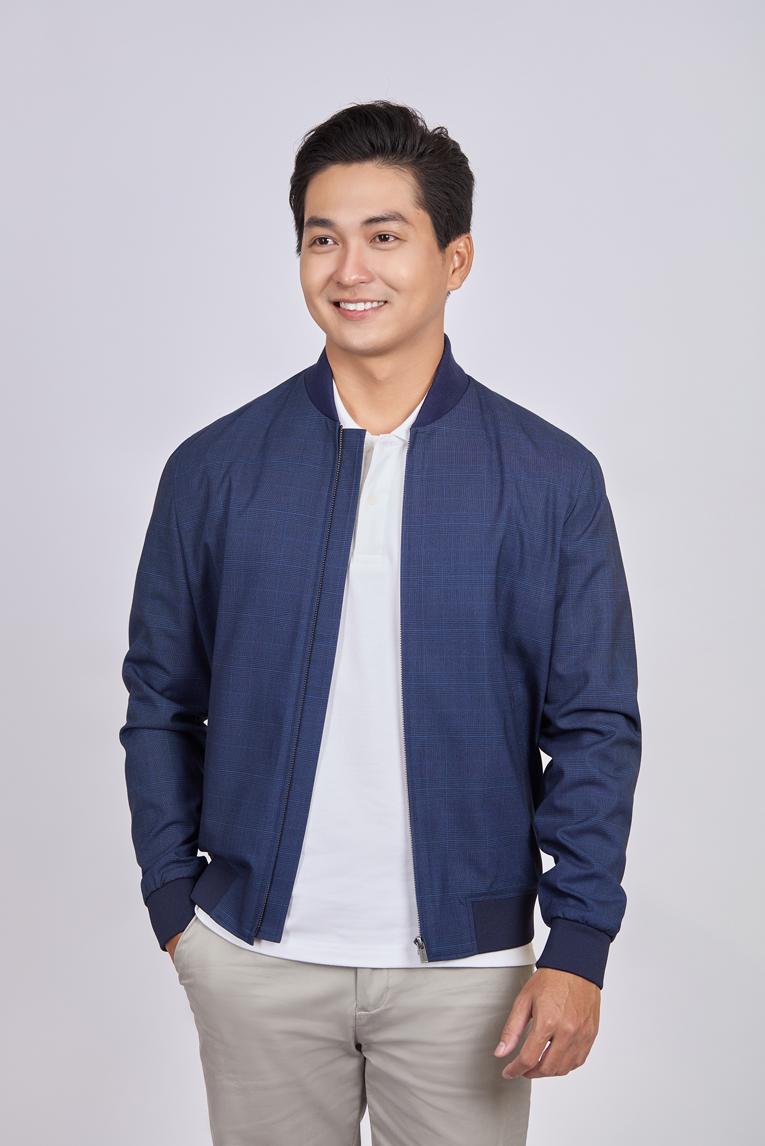 Áo khoác nam - caro xanh dương