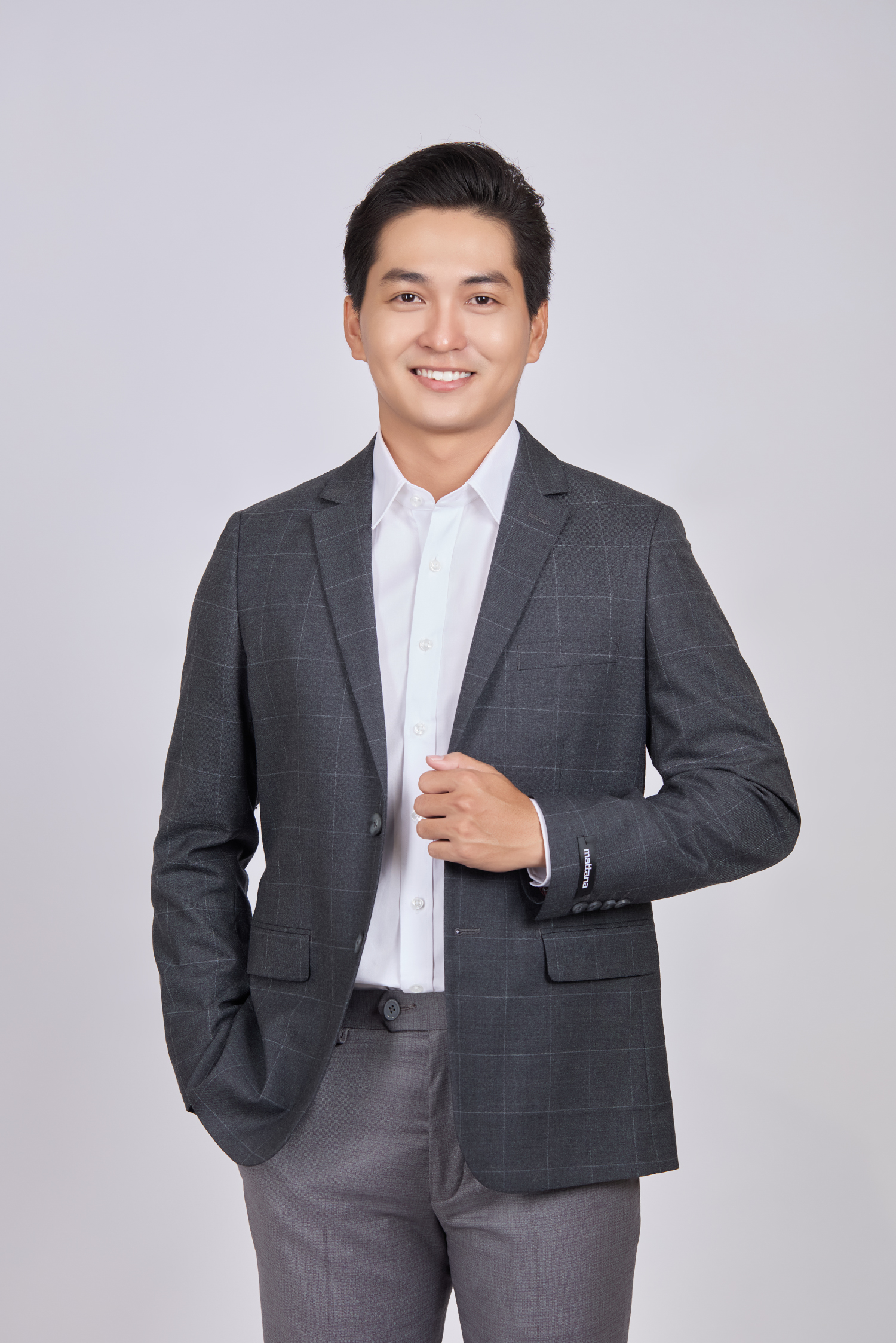 Áo Veston nam - Classic - caro xám đậm