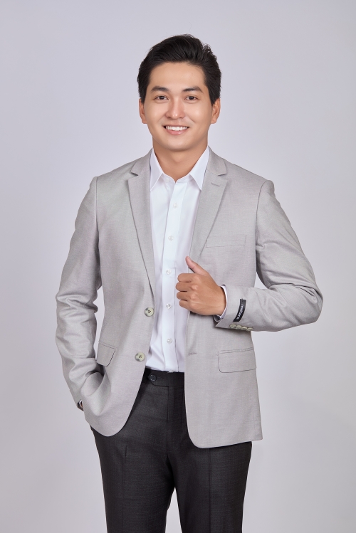 Áo Veston nam Slimfit - màu xám sáng