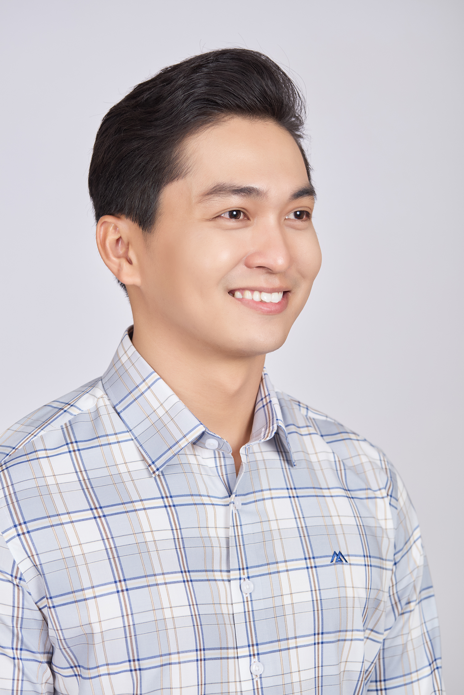 Sơ mi nam dài tay Slimfit - vạt ngắn, Caro