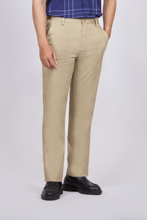 Quần kaki nam không ly - màu kem