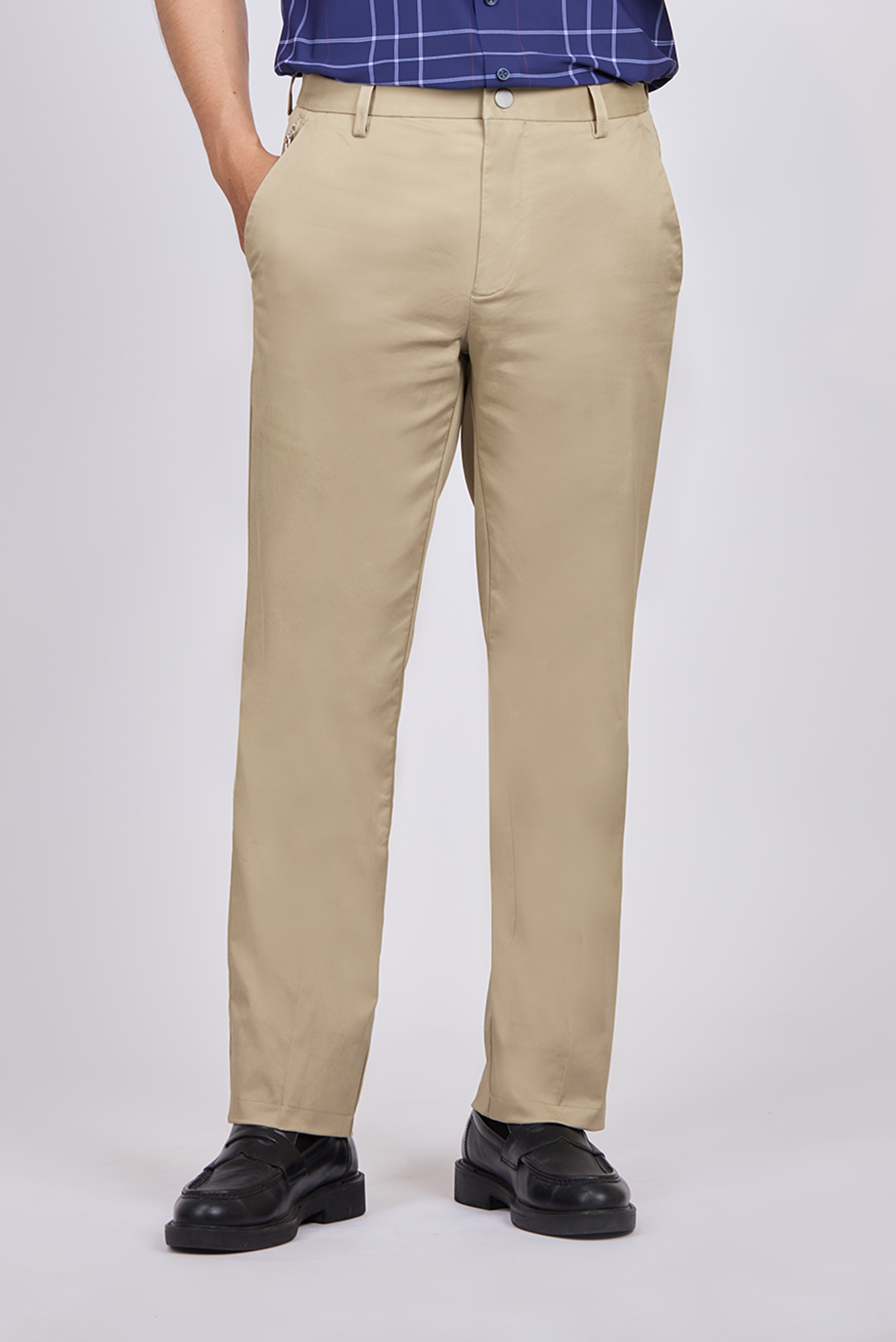 Quần kaki nam không ly - màu kem