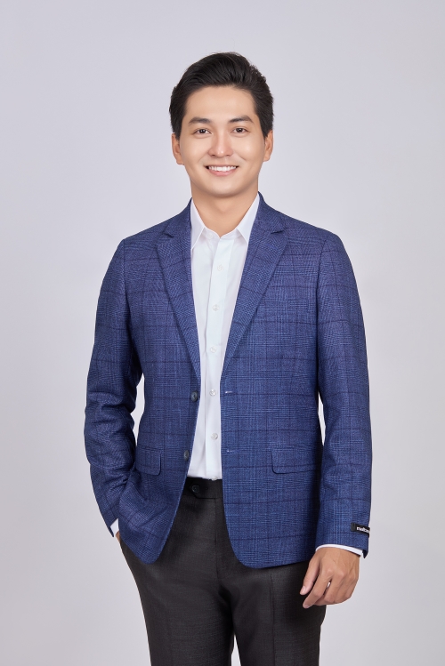 Áo Veston nam Slimfit caro xanh dương