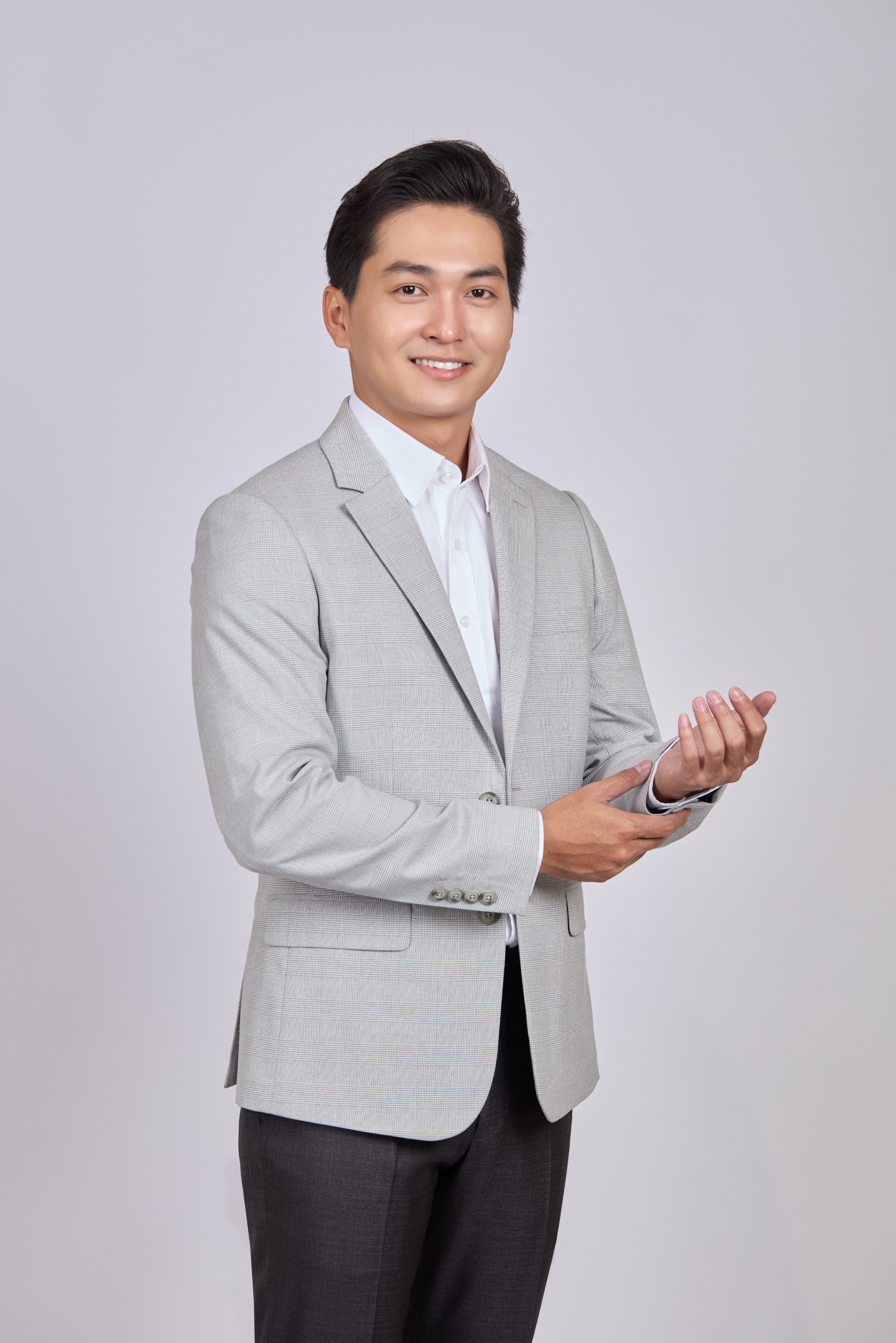 Áo Veston nam Slimfit màu xám sáng