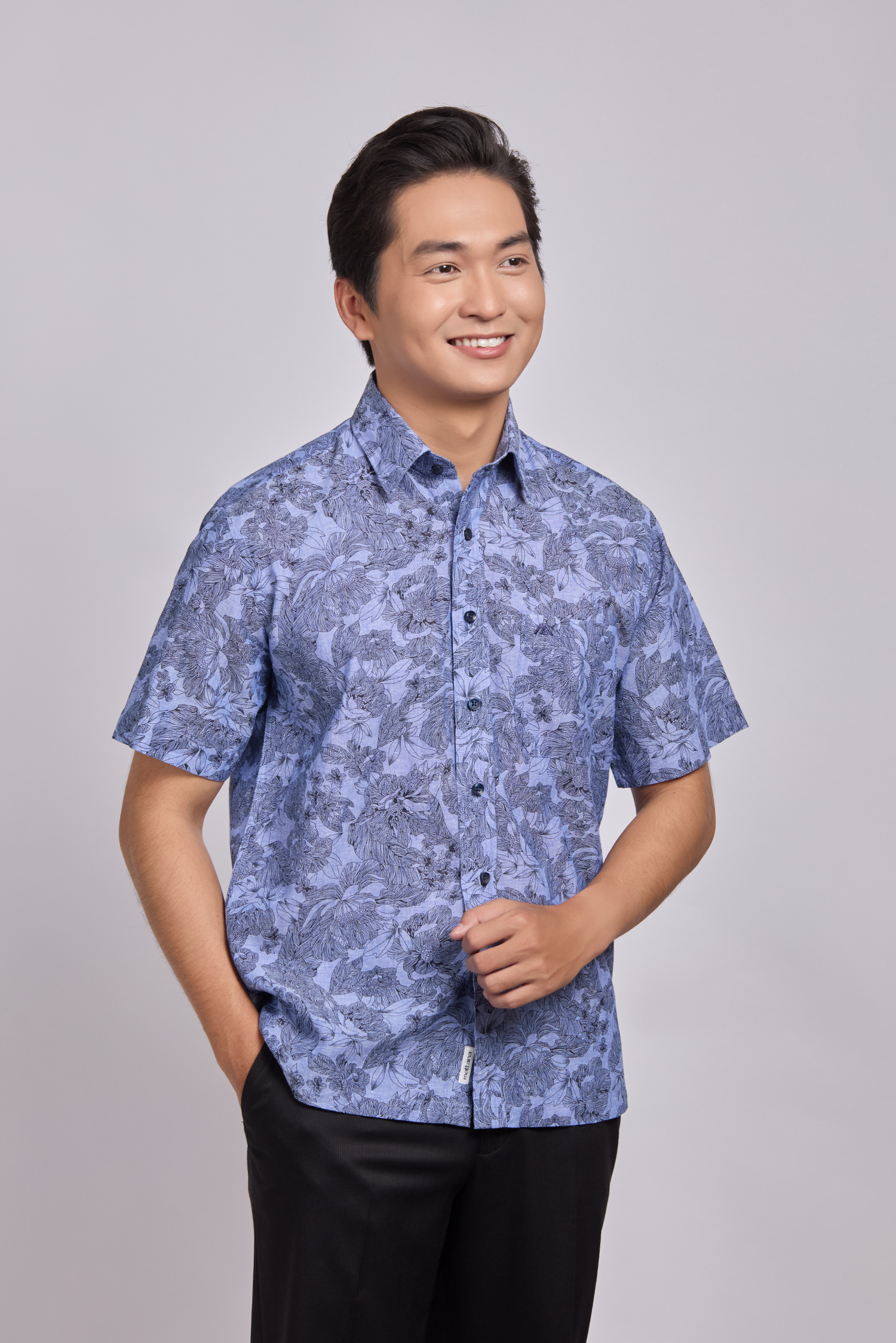 Sơ mi nam ngắn tay Casual - vạt ngang