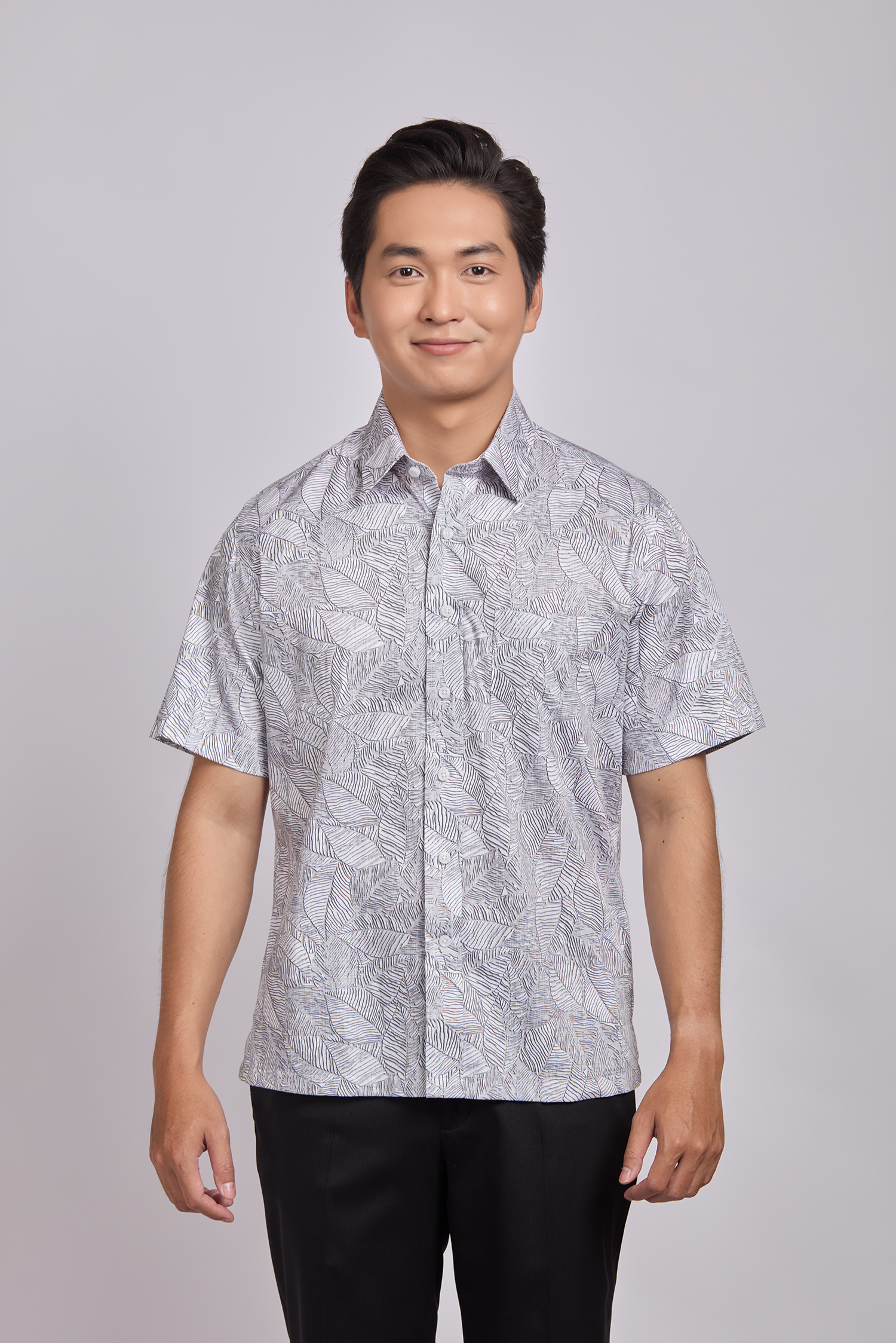 Sơ mi nam ngắn tay Casual - vạt ngang