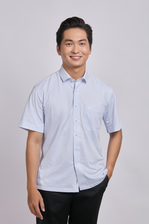 Sơ mi nam ngắn tay Casual - vạt ngang
