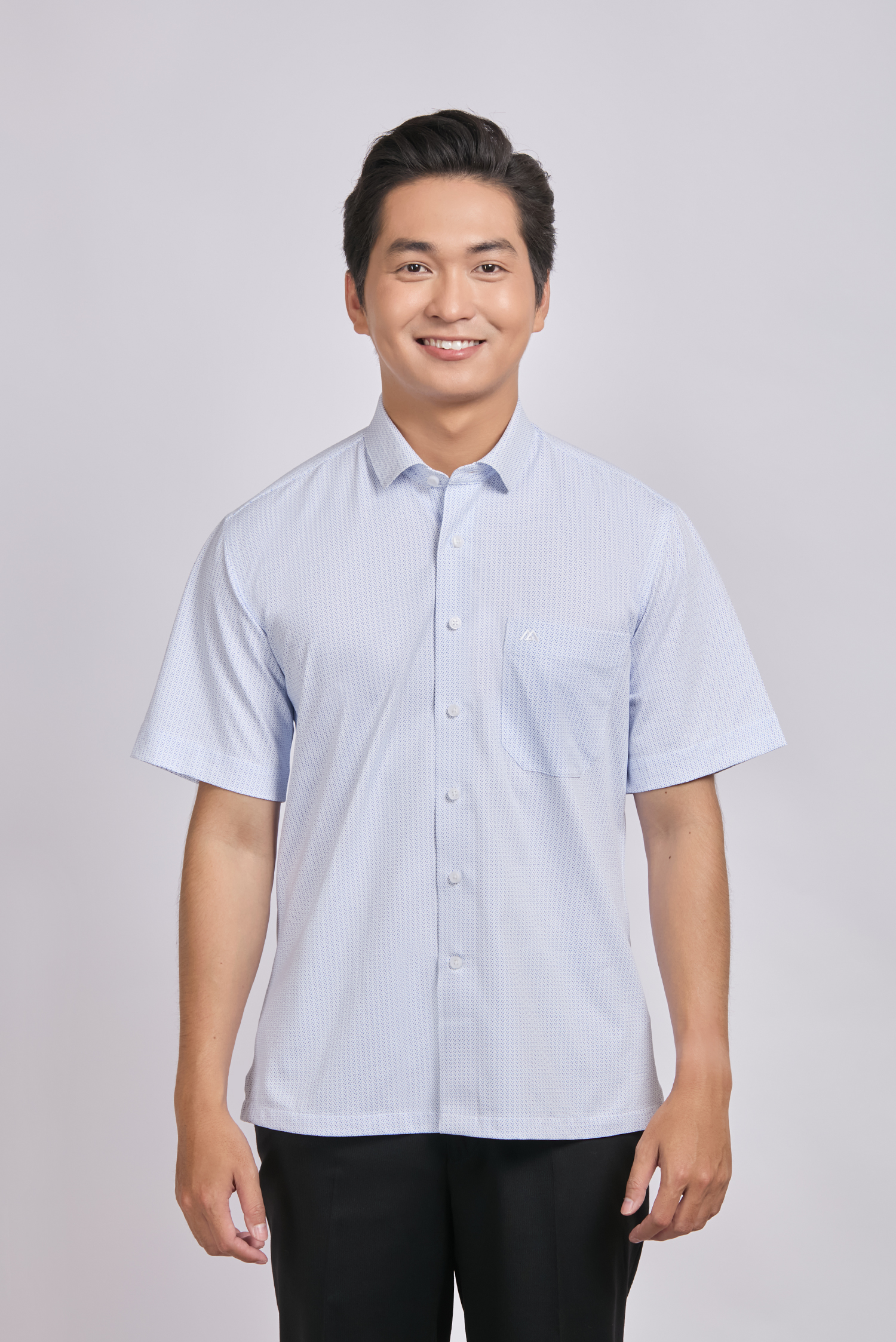 Sơ mi nam ngắn tay Casual - vạt ngang