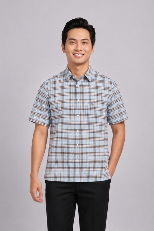 Sơ mi nam ngắn tay Casual - vạt ngang
